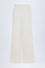 Wide-Leg Cotton-Poplin Trousers in White