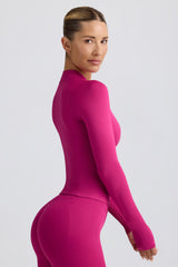 Define Luxe Zip-Up Jacket in Berry