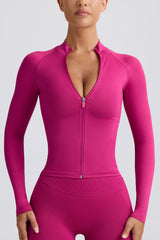 Define Luxe Zip-Up Jacket in Berry