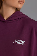 Cotton Fleece Appliqué Oversized Hoodie in Grape