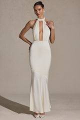 Backless Halterneck Fishtail Gown in Ivory