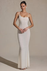 Embellished Backless Maxi Dress in White