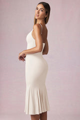 V-Neck Godet Midaxi Dress in Ivory