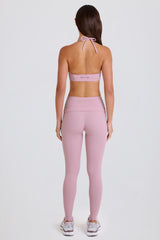 Four-Way Stretch Foldover Mid-Rise Stirrup Leggings in Mauve