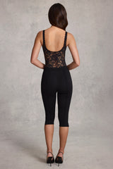 Ponte Jersey Cropped Capri Trousers in Black