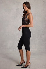 Ponte Jersey Cropped Capri Trousers in Black