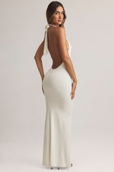 Modal Halterneck Maxi Dress in White
