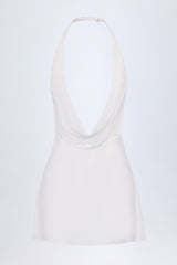 Cowl-Neck Backless Mini Dress in White