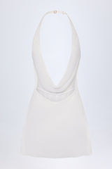 Cowl-Neck Backless Mini Dress in White