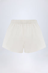 Mid-Rise Cotton-Poplin Shorts in White