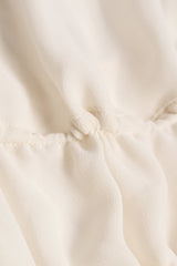 Cut-Out Semi-Sheer Ruched Halterneck Crop Top in Ivory