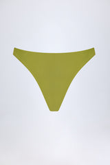 High-Leg Cheeky Bikini Bottoms in Olive Green
