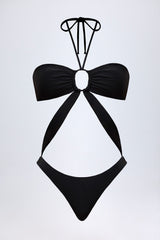 Cut-Out Halterneck Swimsuit in Black