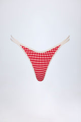 Double-Strap Cheeky Bikini Bottoms in Red Gingham