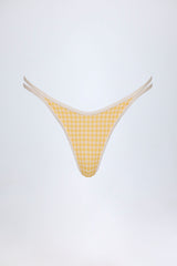 Double-Strap Cheeky Bikini Bottoms in Yellow Gingham