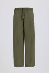 Soft Cotton Mid-Rise Wide-Leg Joggers in Light Green