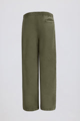 Soft Cotton Mid-Rise Wide-Leg Joggers in Light Green