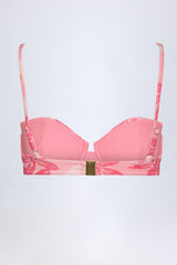 Underwired Balconette Bikini Top in Pink Orchid Print