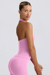 Define Luxe Halterneck Tank Top in Bubblegum Pink