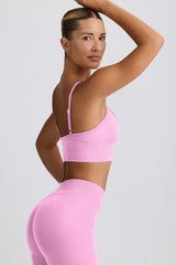 Define Luxe V-Neck Sports Bra in Bubblegum Pink