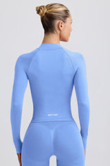 Define Luxe Zip-Up Jacket in Light Blue