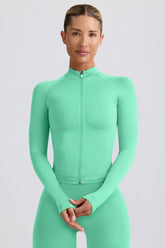 Define Luxe Zip-Up Jacket in Mint