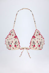 Micro Triangle Bikini Top in Red Floral