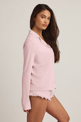 Modal Long-Sleeve Pyjama Top in Baby Pink
