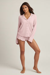 Modal Long-Sleeve Pyjama Top in Baby Pink