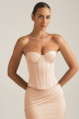 Lace-Up Corset Top in Beige Gold