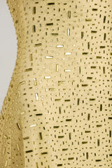 Sheer Embellished Square-Neck Mini Dress in Yellow