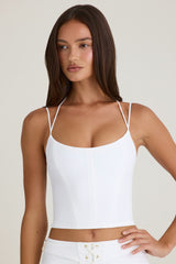 Strappy Halterneck Corset Top in White