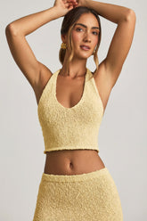 Bouclé Halterneck Crop Top in Yellow