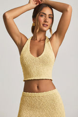 Bouclé Halterneck Crop Top in Yellow