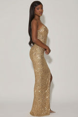 Embellished Corset Gown in Gold
