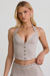 Halterneck Corset Top in Ecru