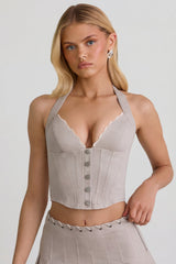 Halterneck Corset Top in Ecru