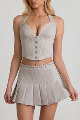 Halterneck Corset Top in Ecru