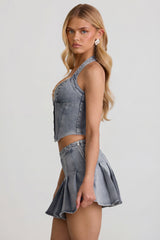 Halterneck Corset Top in Light Blue