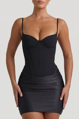 Draped Corset Mini Dress in Black