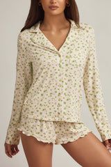 Modal Long-Sleeve Pyjama Top in Lemon Print