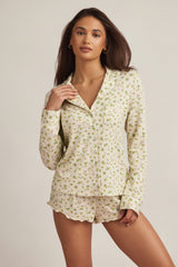 Modal Long-Sleeve Pyjama Top in Lemon Print