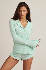 Modal Long-Sleeve Pyjama Top in Mint