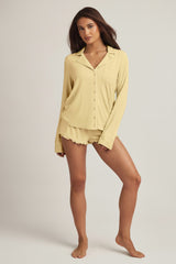 Modal Long-Sleeve Pyjama Top in Pastel Yellow