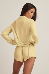 Modal Long-Sleeve Pyjama Top in Pastel Yellow