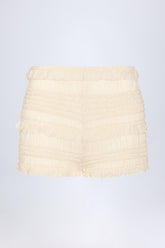 Ruffled Mid-Rise Shorts in Ivory