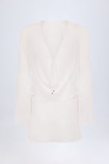 Cowl-Neck Mini Dress in White