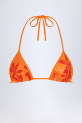 Triangle Bikini Top in Orange Orchid Print