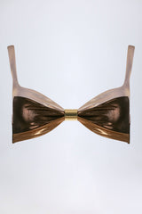 Ruched Bikini Top in Bronze Gold