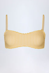 Ruffled Bandeau Bikini Top in Yellow Gingham